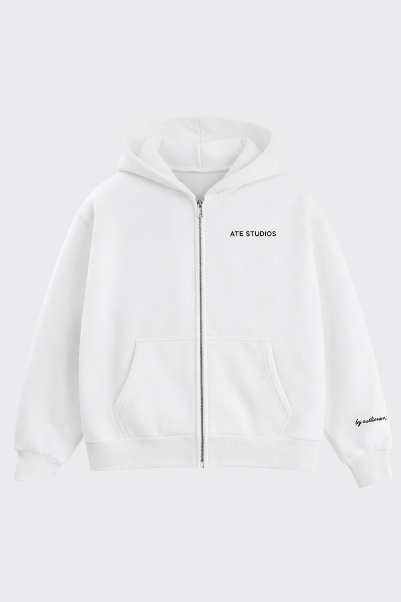 ATE STUDIOS Nakışlı Premium Boxy Fit Oversize Zip Hoodie
