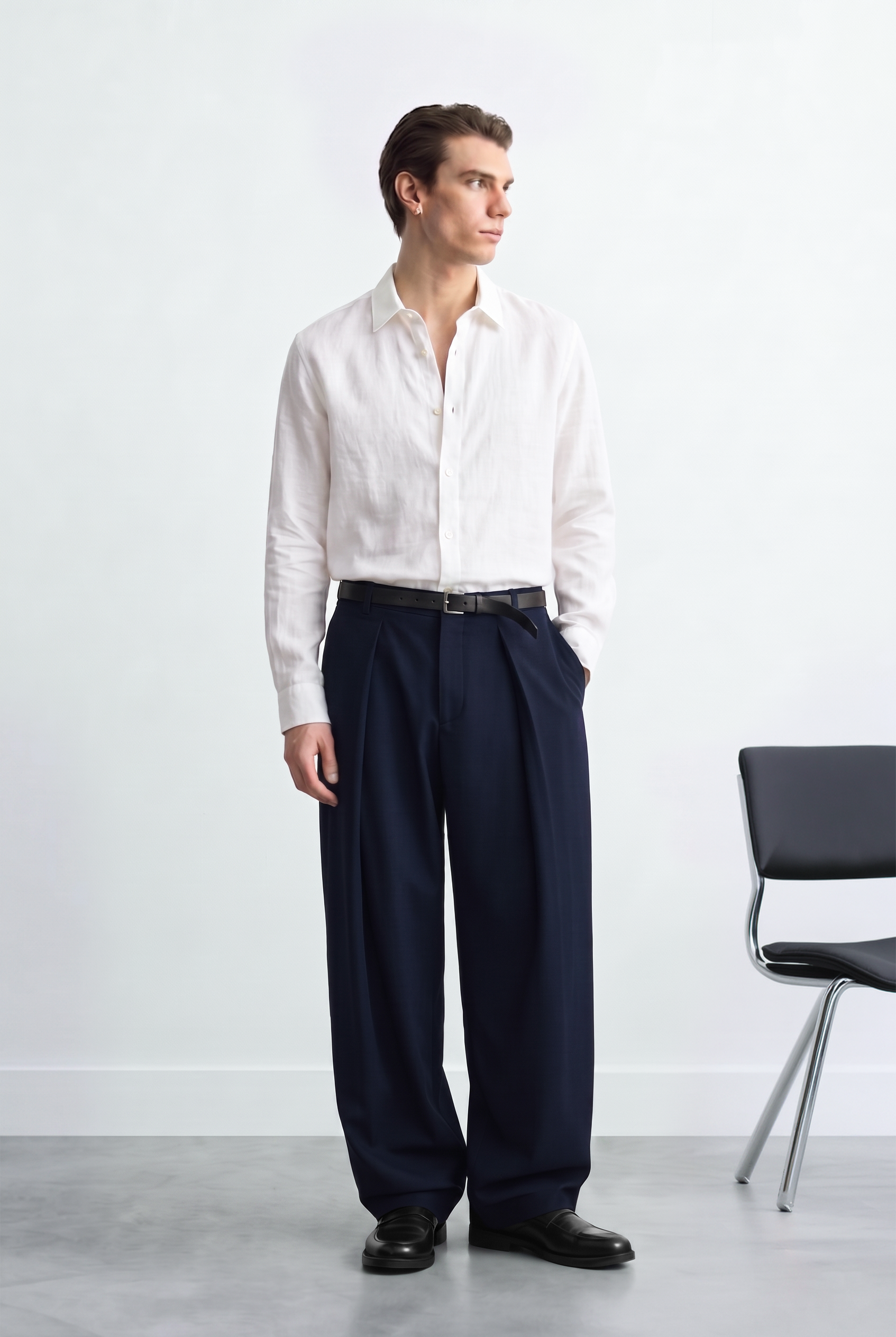 Relaxed Fit Derin Pileli Kumaş Pantolon