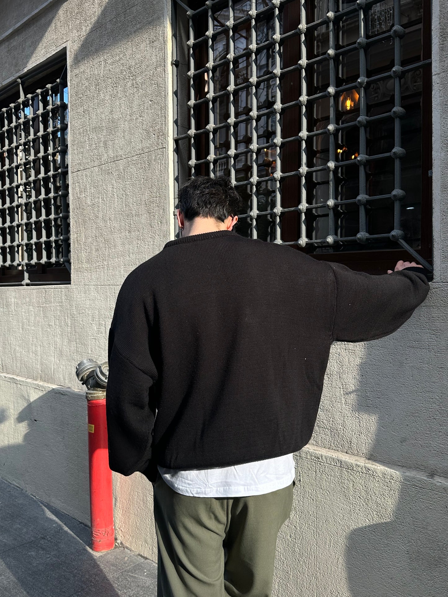 Spider Detay Siyah Triko Kazak