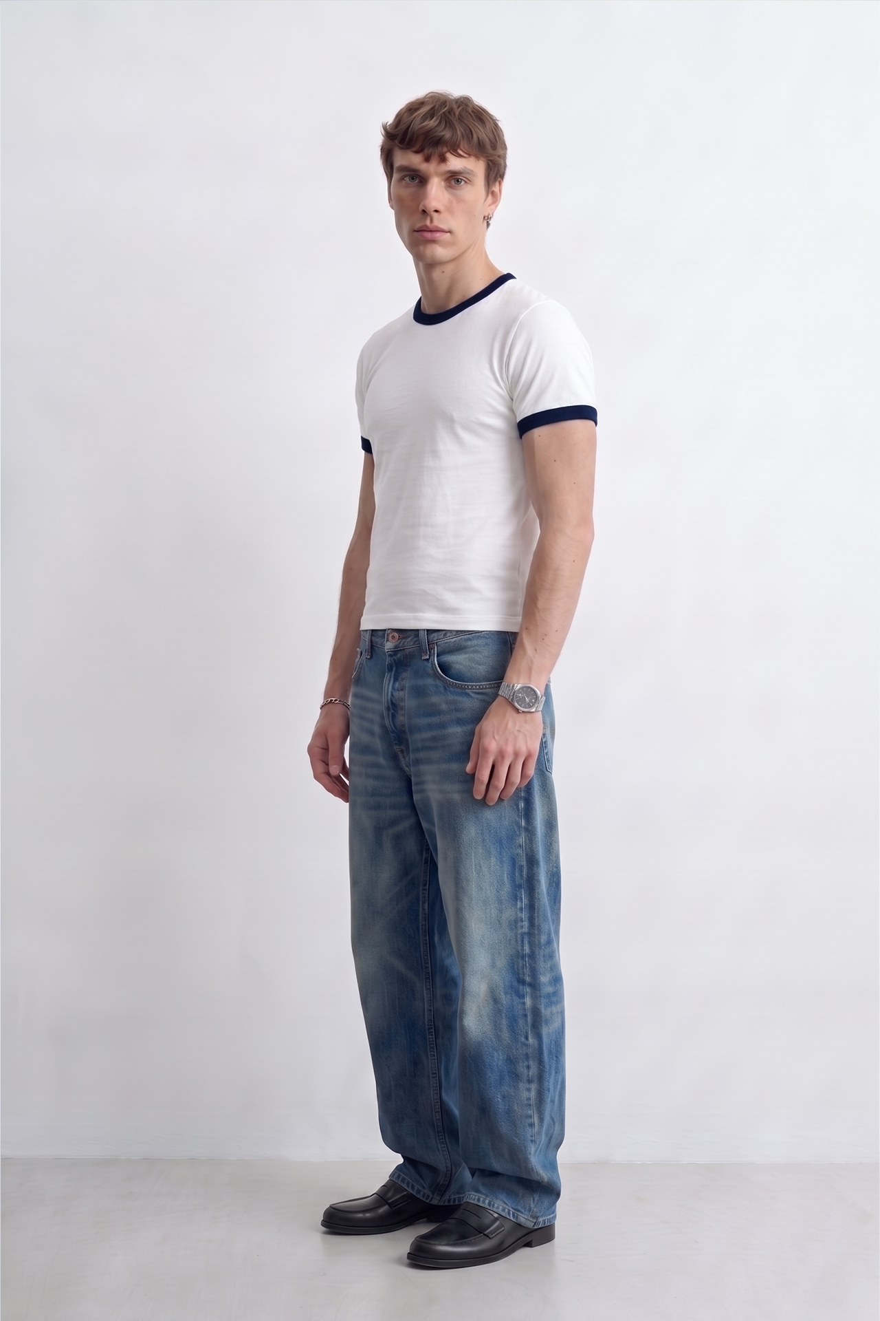 Contrast Rib Muscle Fit Baby Tee