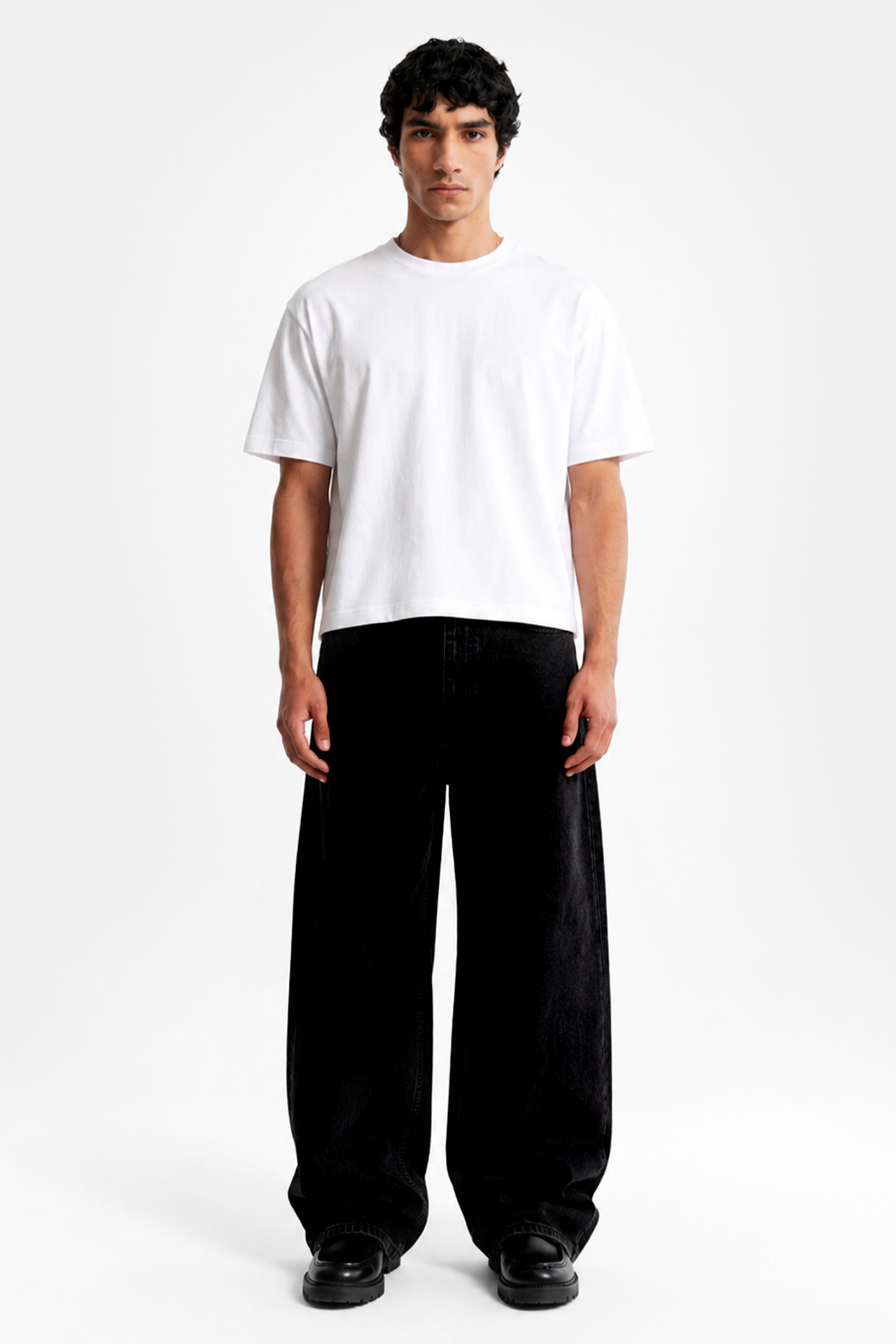 ATE STUDIOS Düz Siyah Baggy Kot Pantolon