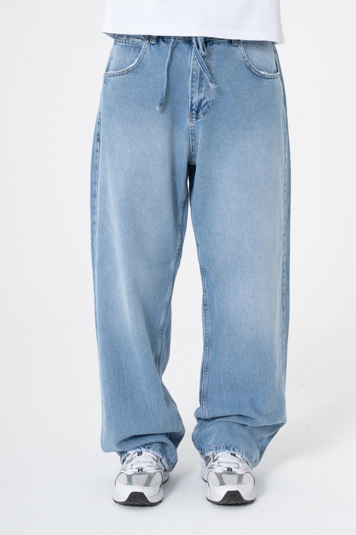 Bağcıklı Yıkama Detay Premium Baggy Kot Pantolon