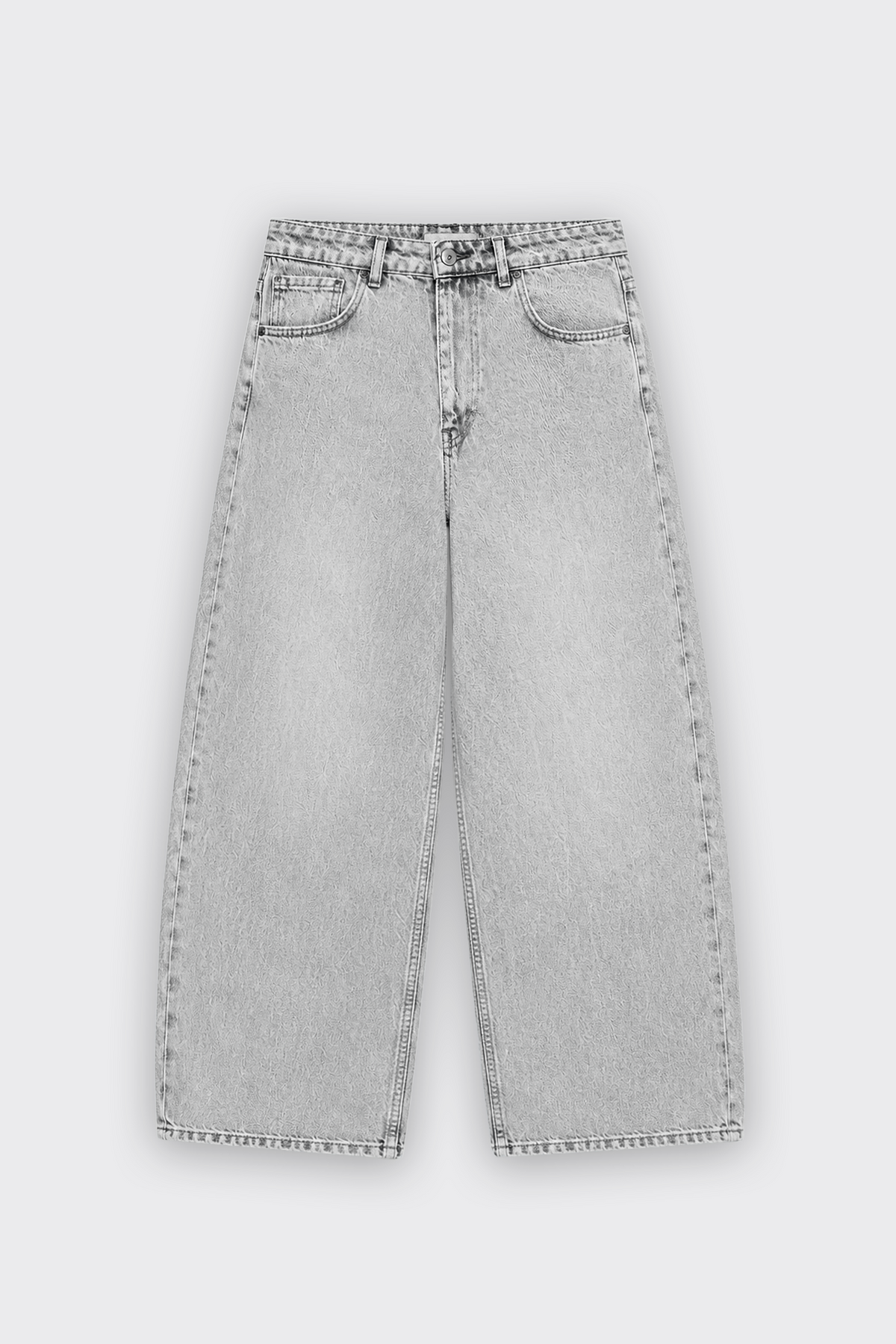 Premium Açık Gri Baggy Kot Pantolon