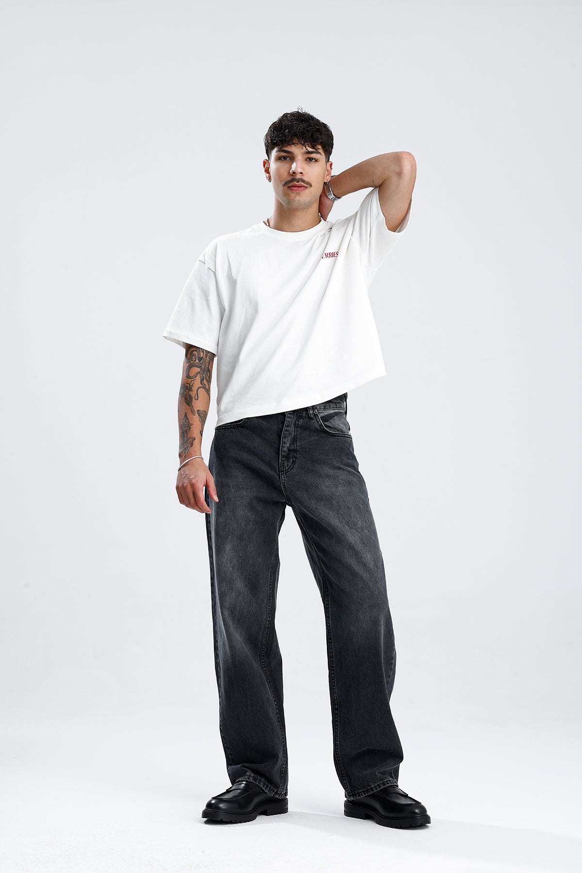 ATE Washed Premium Siyah Baggy Kot Pantolon