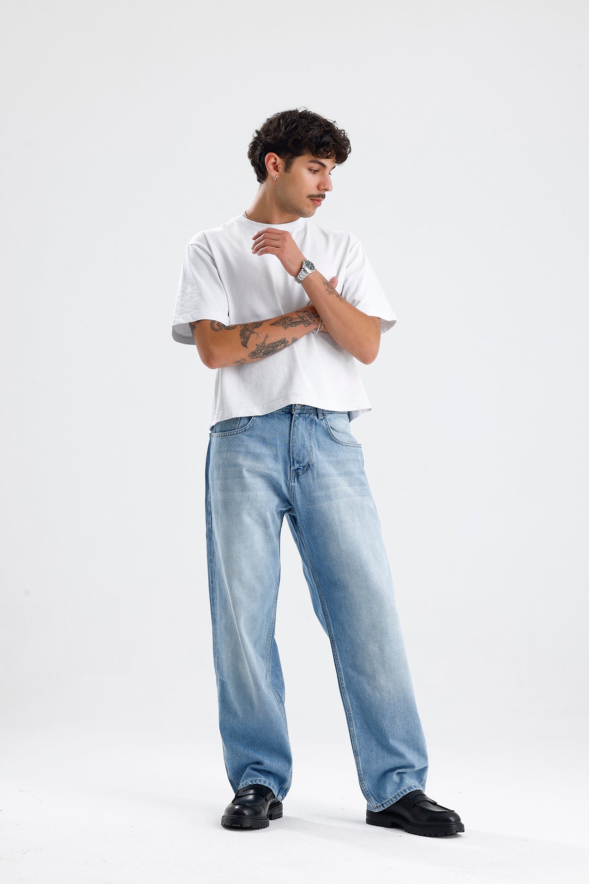 Relaxed Fit Buz Mavi Kot Pantolon