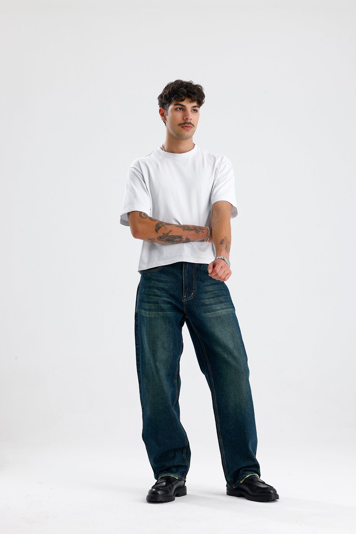 Relaxed Fit Retro Yeşil Kot Pantolon