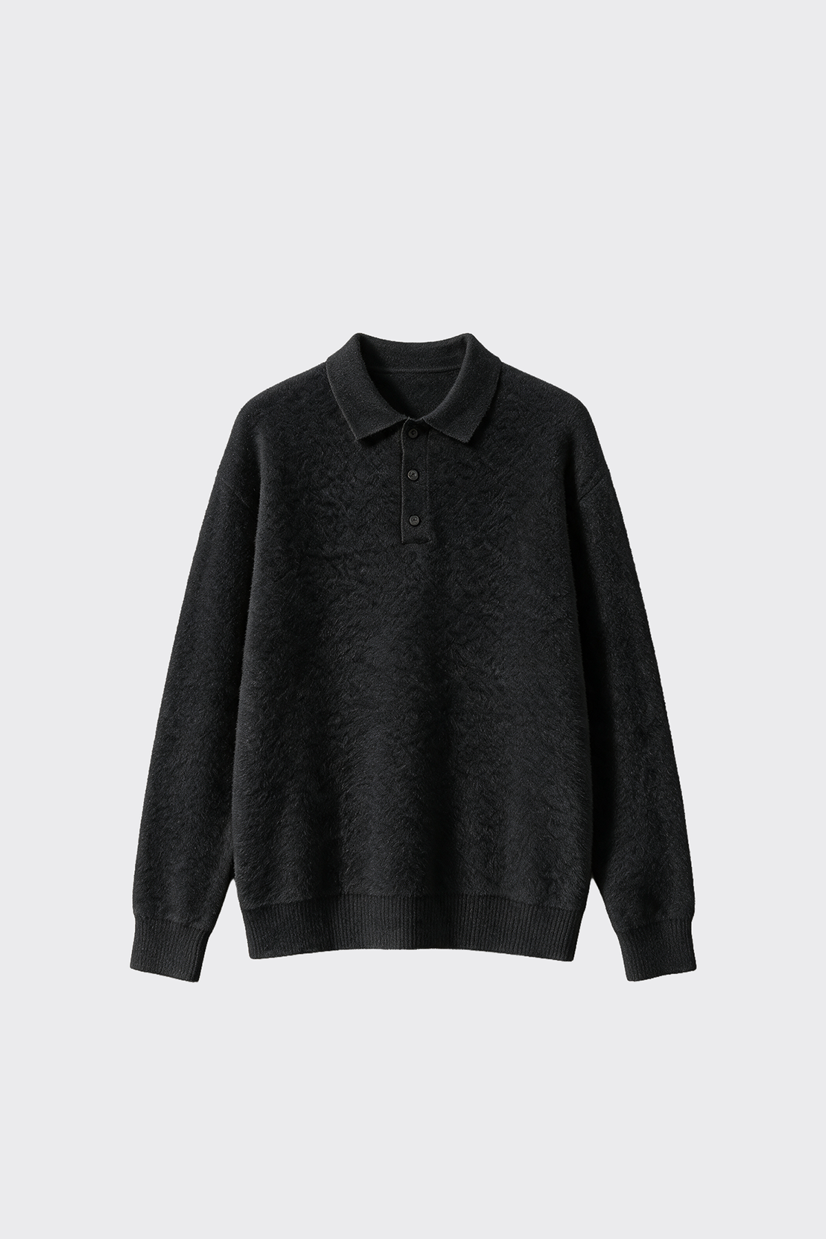 Kırçıllı Polo Yaka Relaxed Fit Triko Kazak