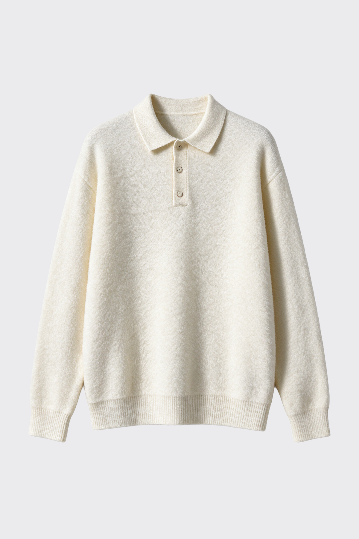 Kırçıllı Polo Yaka Relaxed Fit Triko Kazak