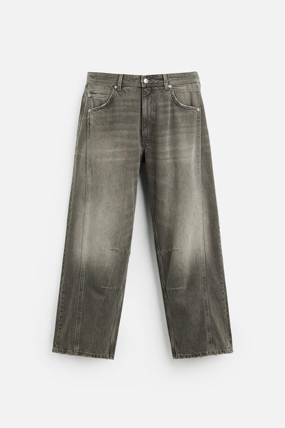 ATE Dikiş Detaylı Kahve Baggy Jean