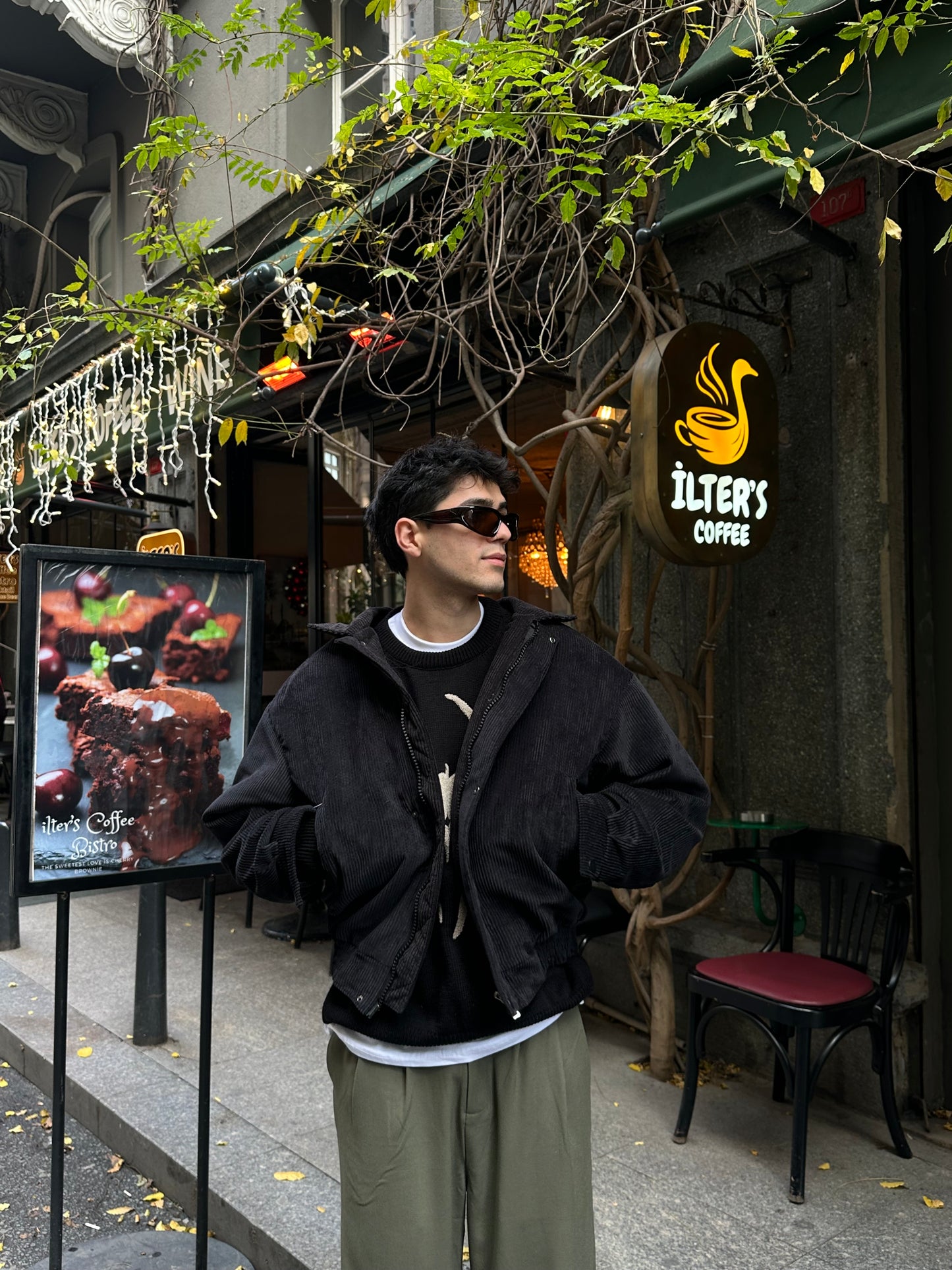 Siyah Kadife Oversize Bomber Ceket