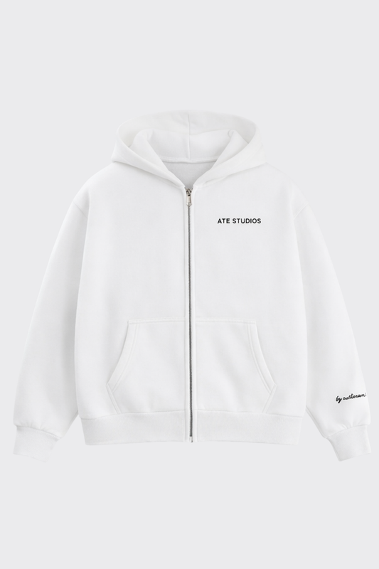 ATE STUDIOS Nakışlı Premium Boxy Fit Oversize Zip Hoodie