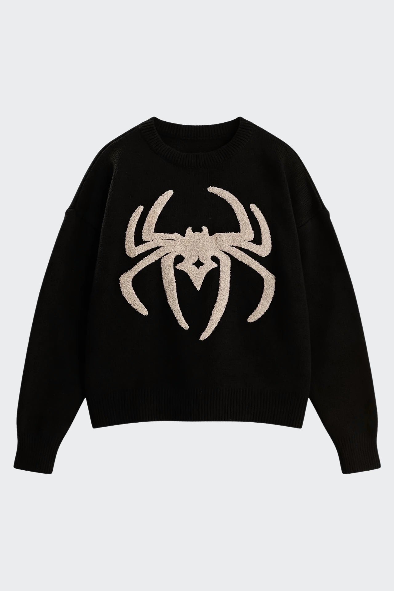 Spider Detay Siyah Triko Kazak