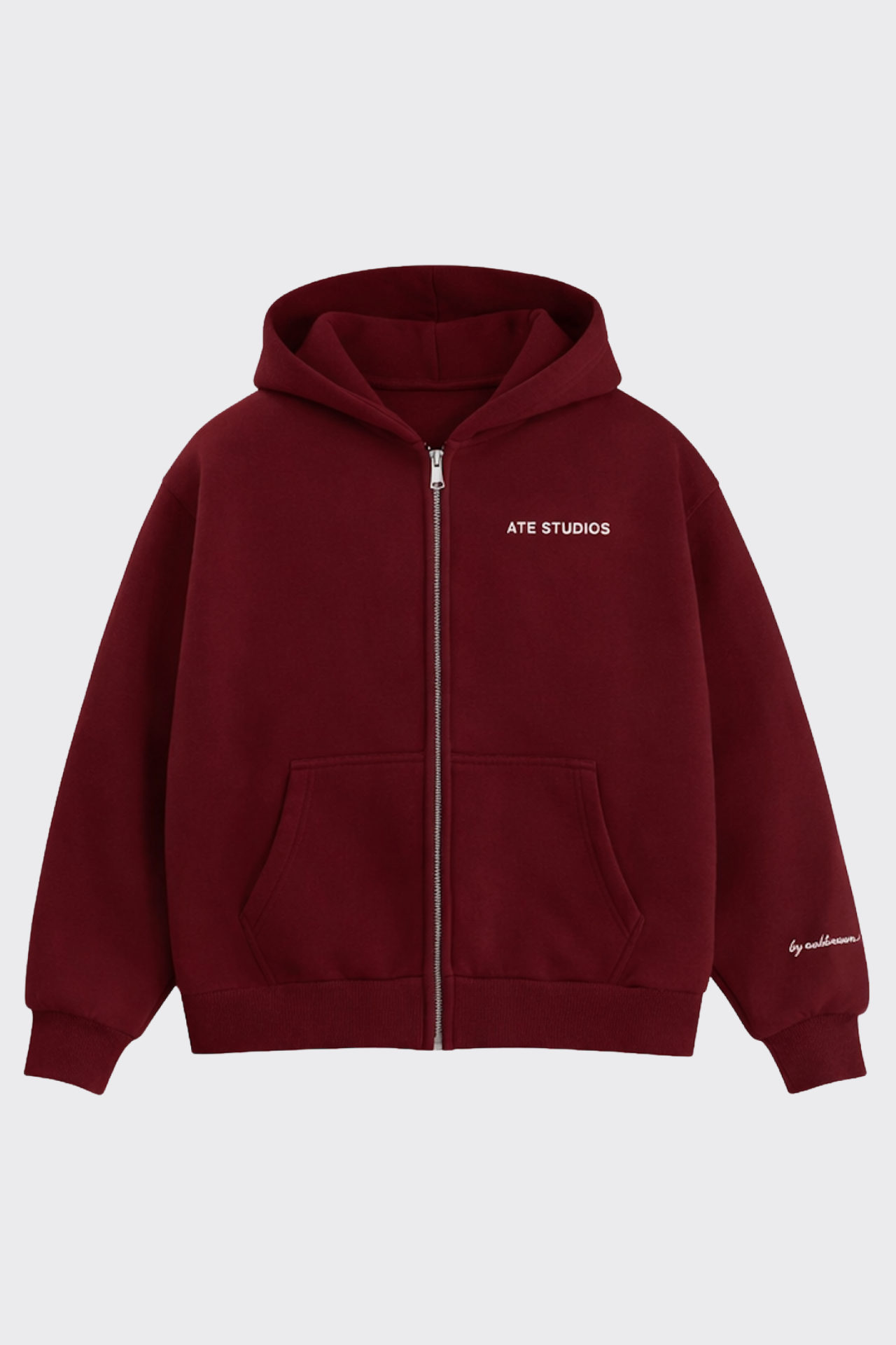 ATE STUDIOS Nakışlı Premium Boxy Fit Oversize Zip Hoodie