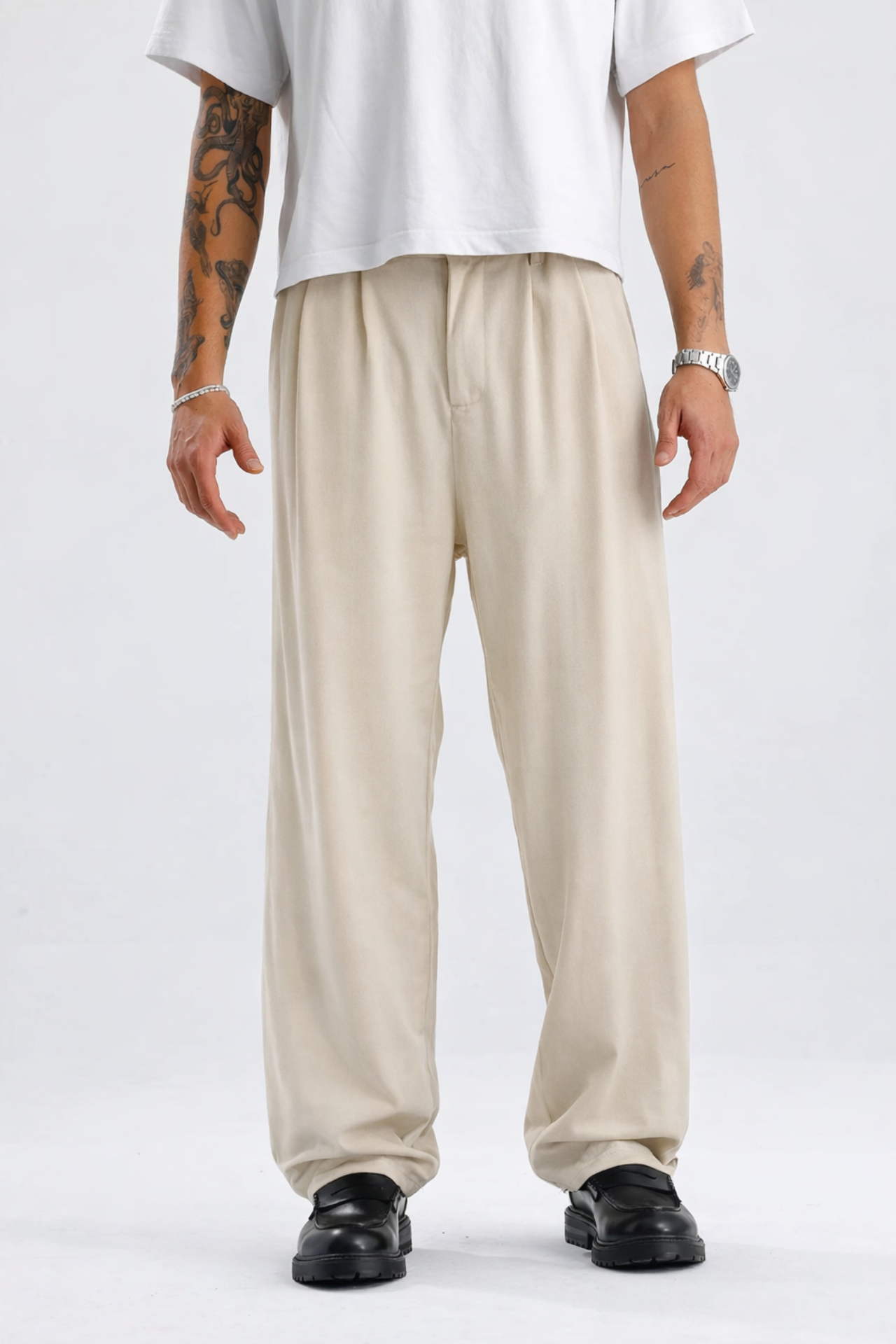Baggy Fit Pileli Kumaş Pantolon