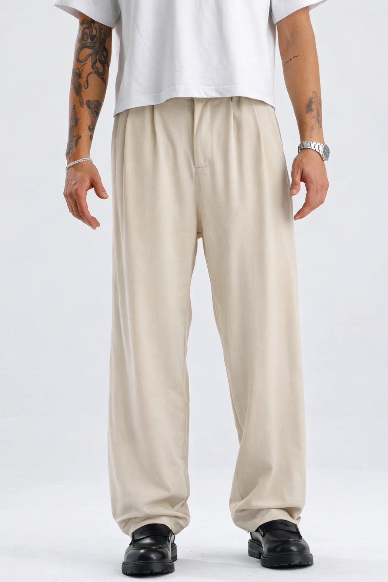 Baggy Fit Pileli Kumaş Pantolon