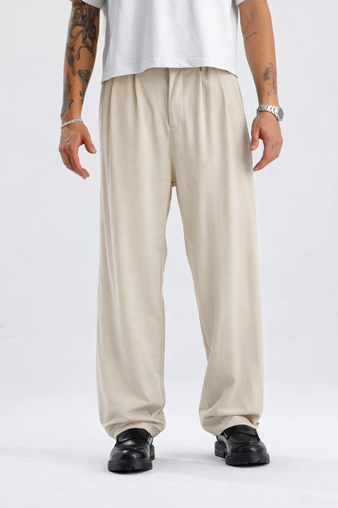 Baggy Fit Pileli Kumaş Pantolon