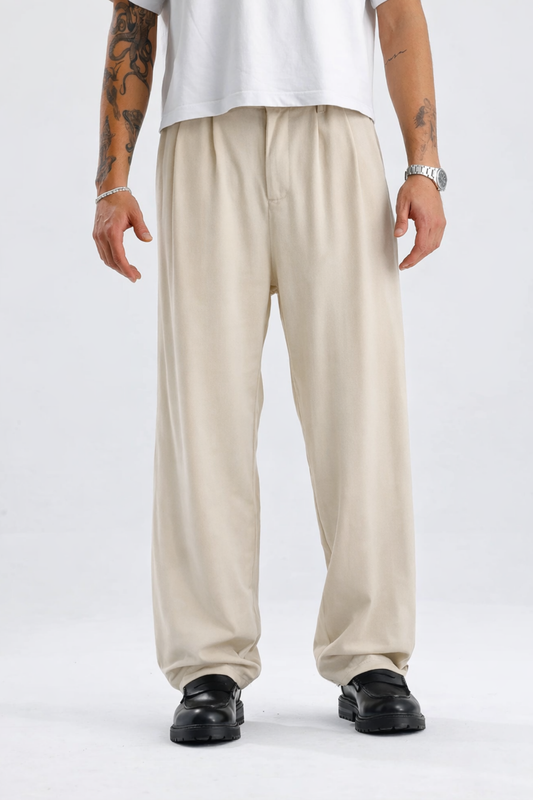 Baggy Fit Pileli Kumaş Pantolon