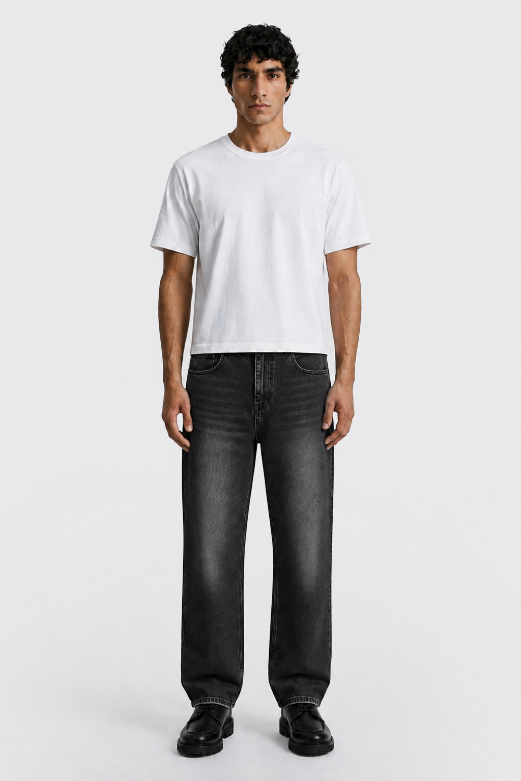Relaxed Fit Gri Yıkama Detay Kot Pantolon