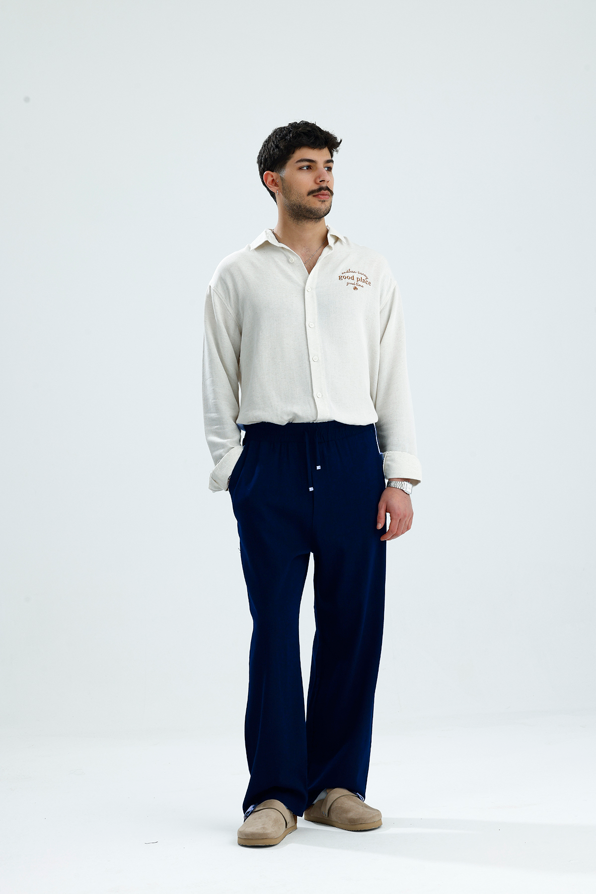 Pamuklu Keten Relaxed Fit Pantolon