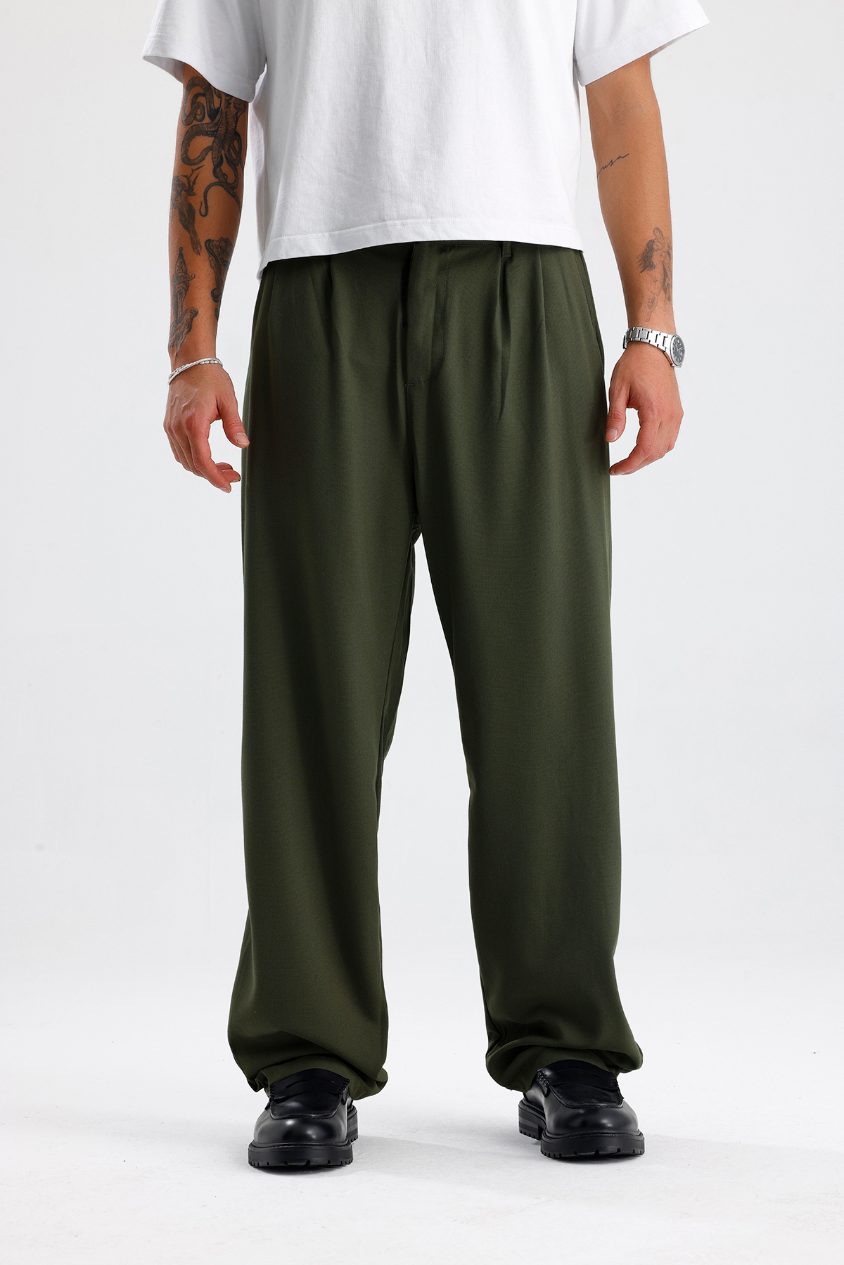 Baggy Fit Pileli Kumaş Pantolon