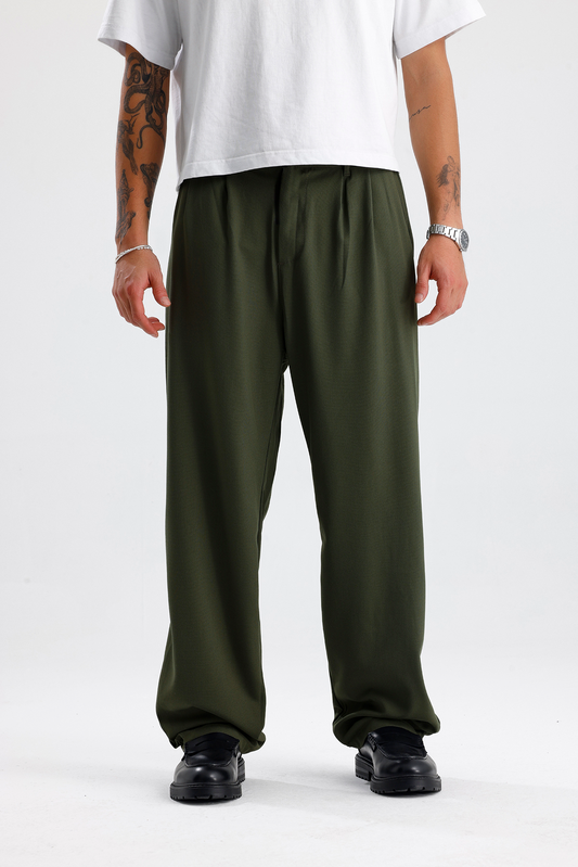 Baggy Fit Pileli Kumaş Pantolon