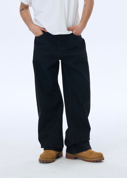 ATE STUDIOS Düz Siyah Baggy Kot Pantolon