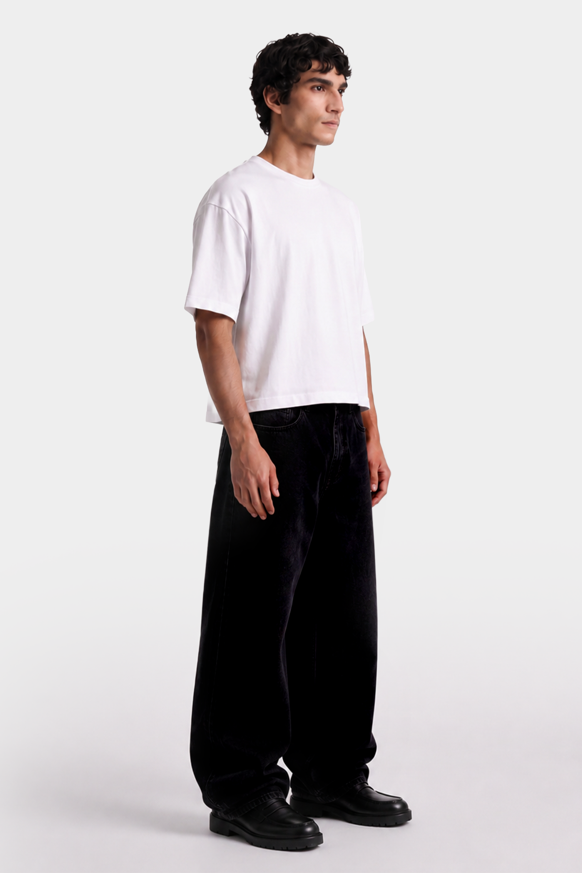 ATE STUDIOS Düz Siyah Baggy Kot Pantolon