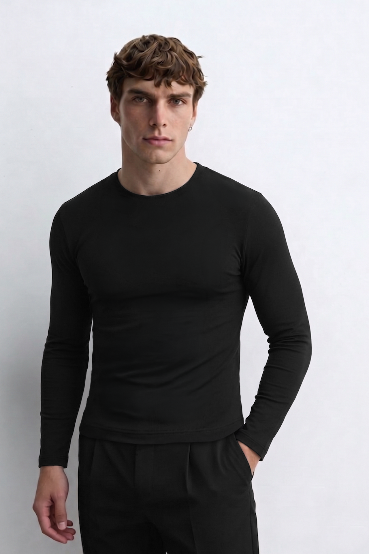 Yazlık Dar Kesim Uzun Kol Baby Tee