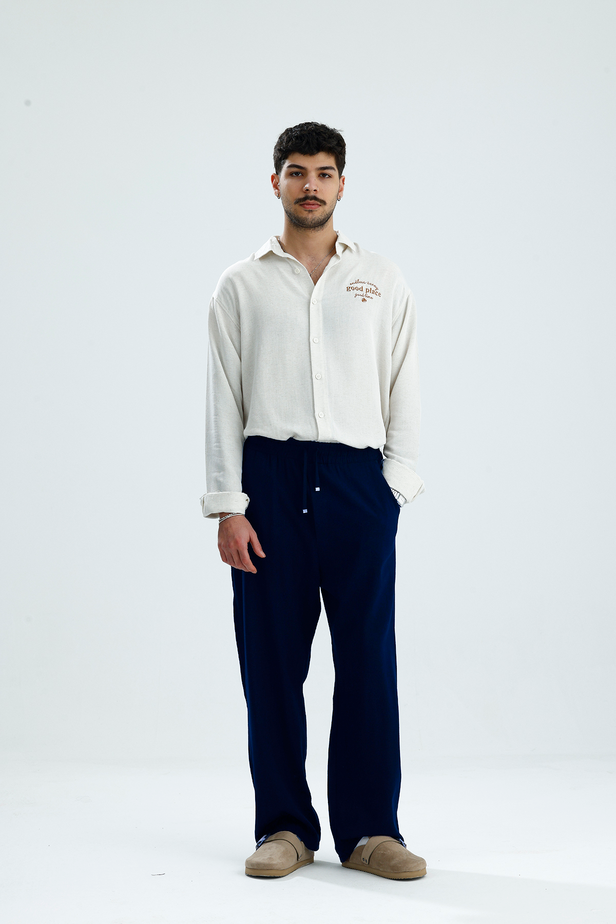 Pamuklu Keten Relaxed Fit Pantolon