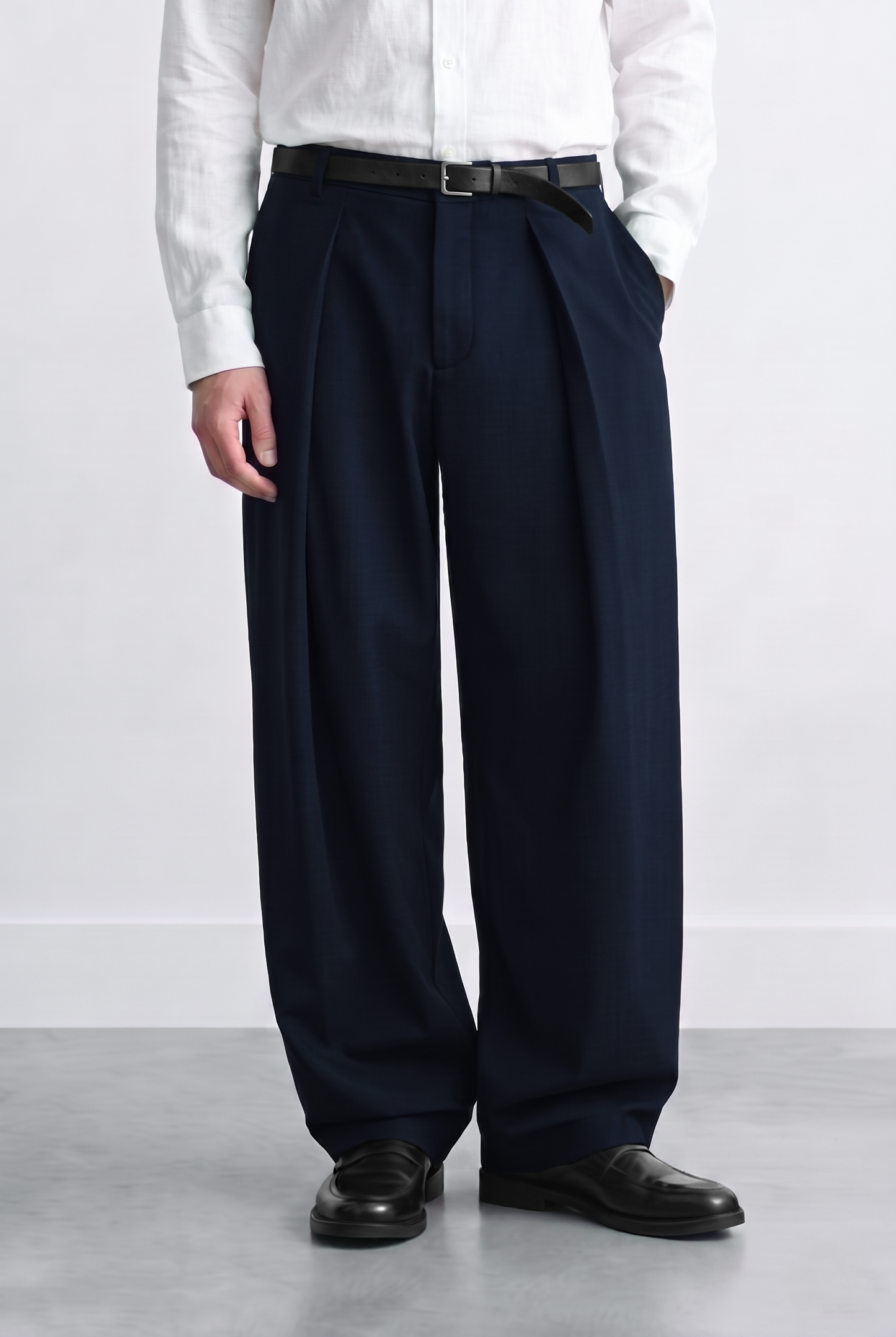Relaxed Fit Derin Pileli Kumaş Pantolon