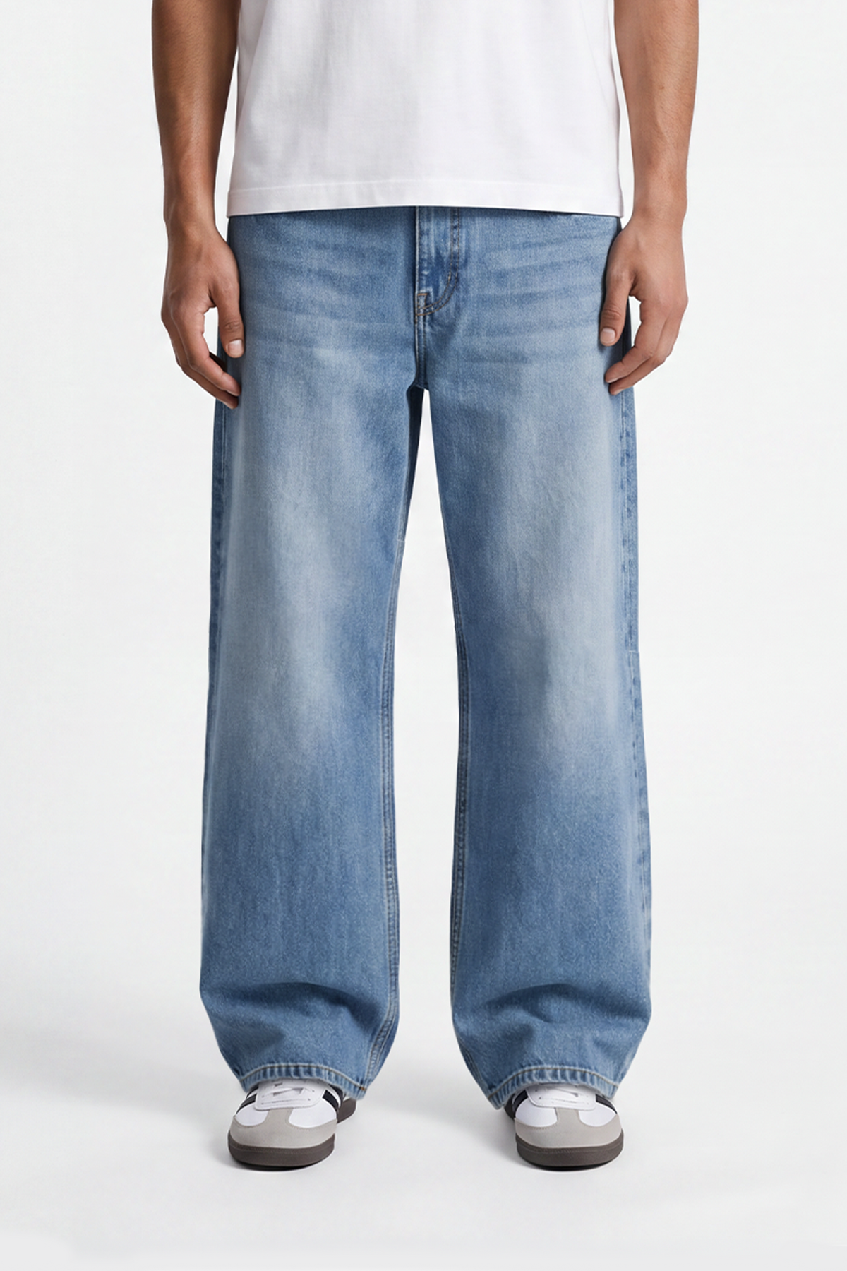 Retro Wash Mavi Baggy Kot Pantolon