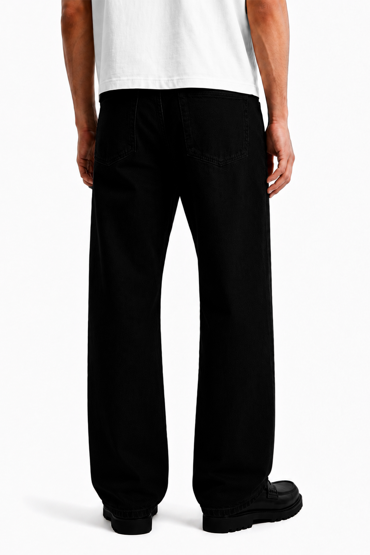 Relaxed Fit Düz Siyah Kot Pantolon