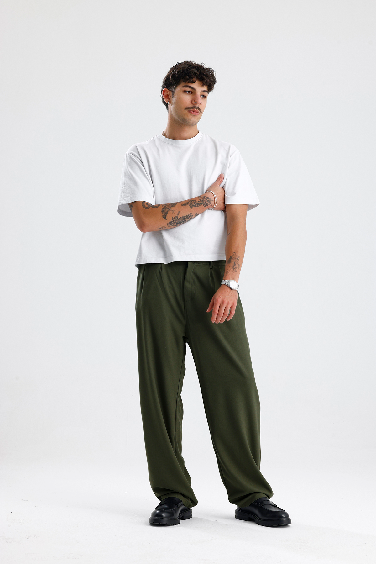 Baggy Fit Pileli Kumaş Pantolon