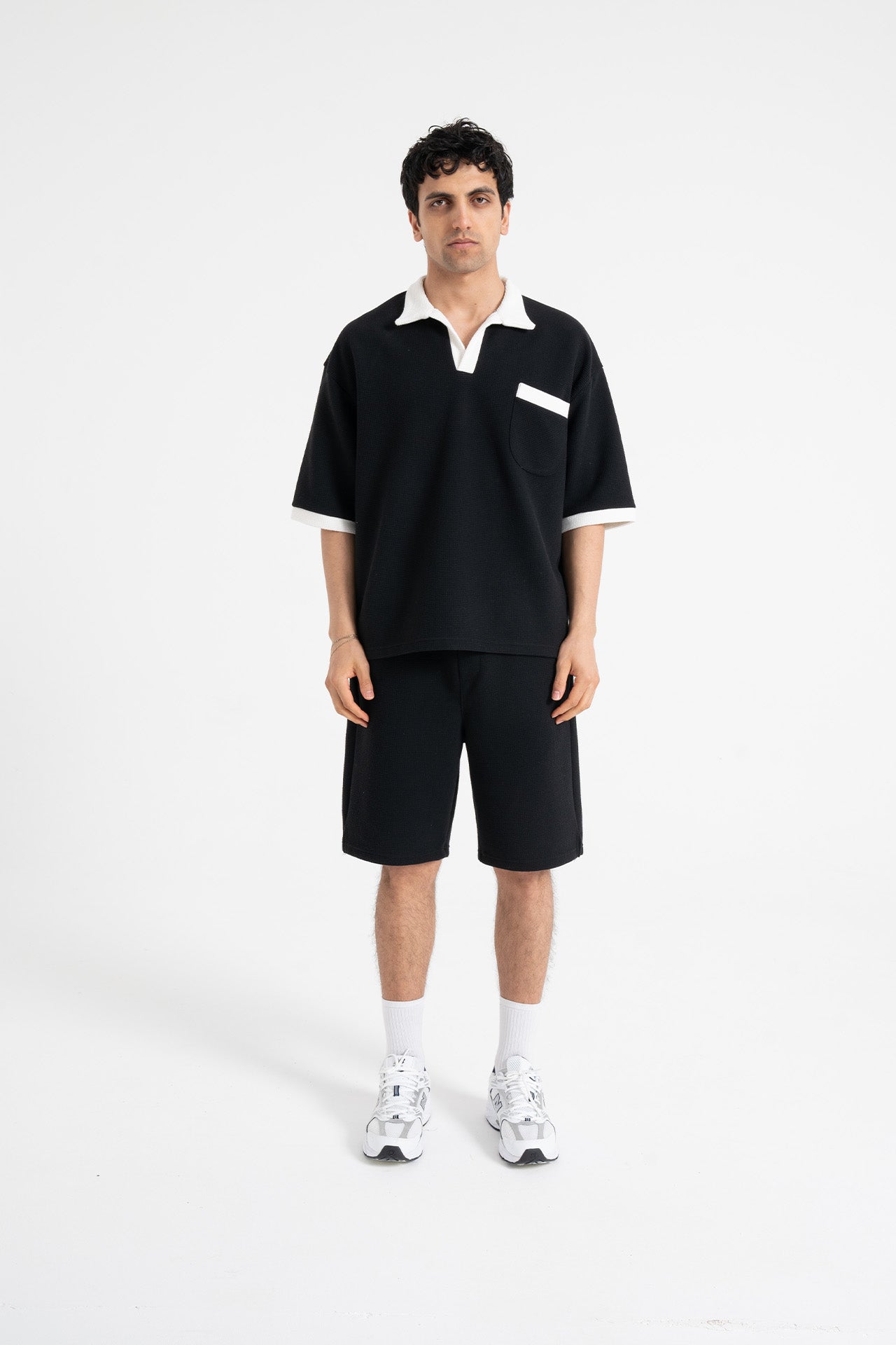 Gofre Detay Polo Yaka Tişört-Şort Premium Takım