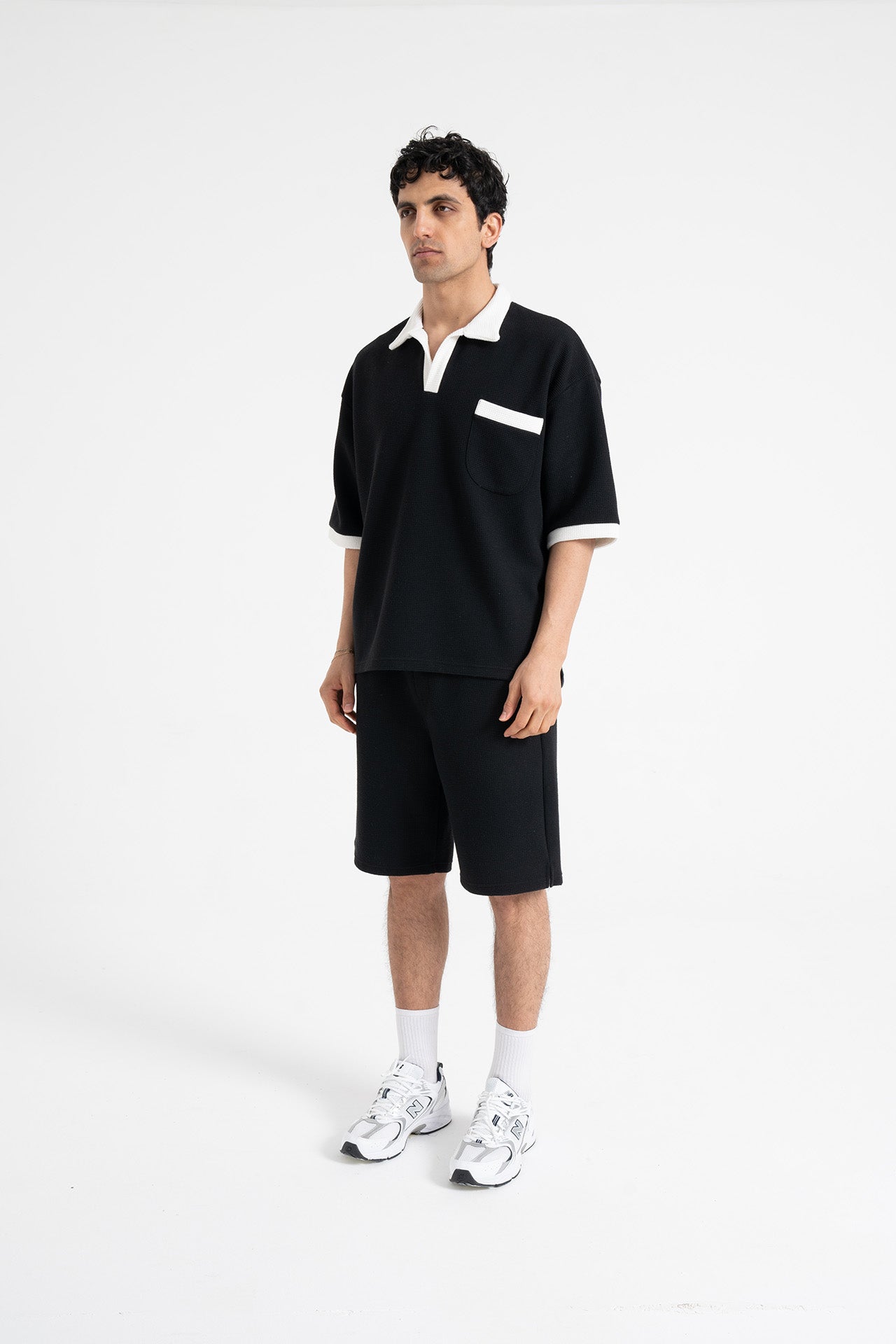 Gofre Detay Polo Yaka Tişört-Şort Premium Takım