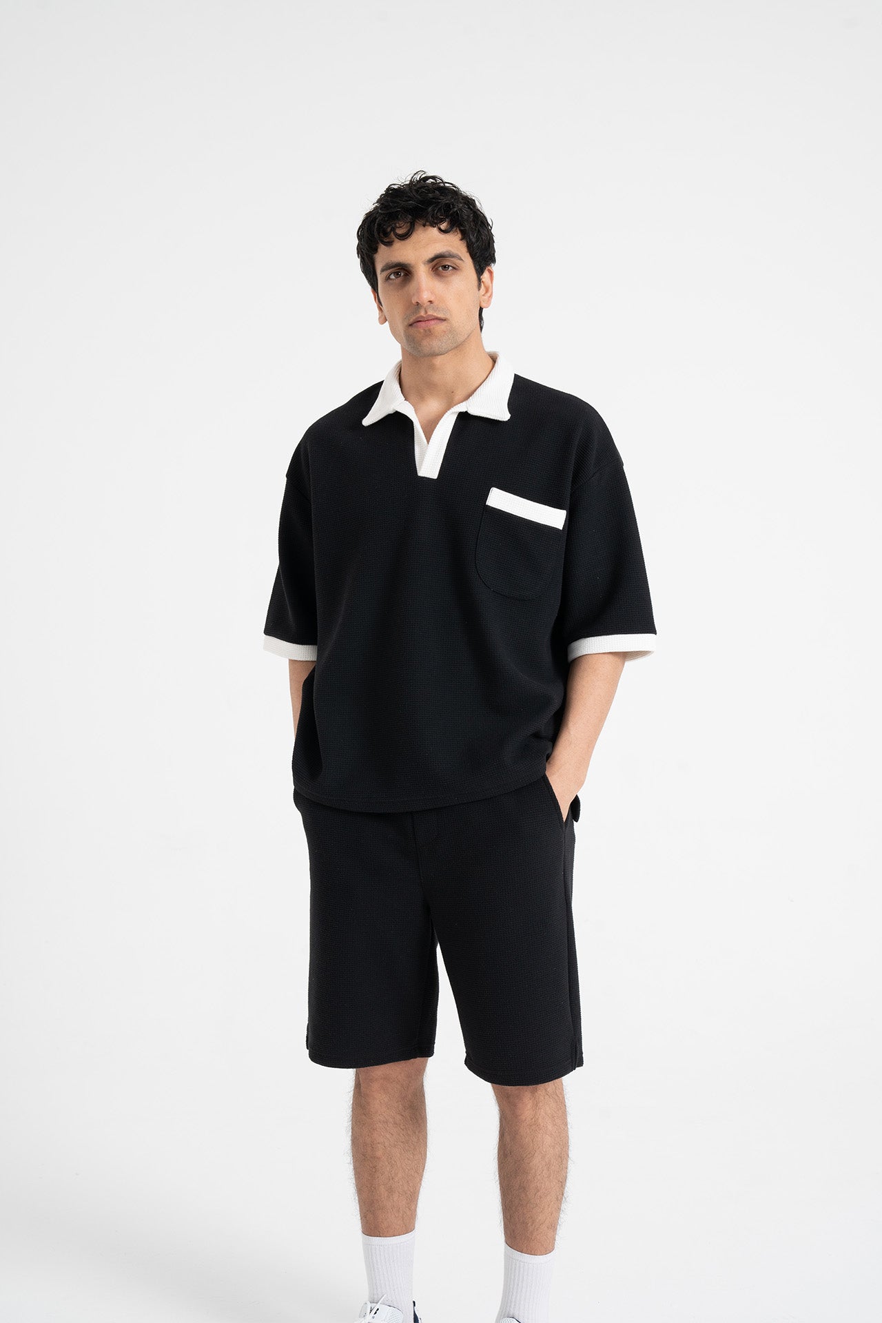 Gofre Detay Polo Yaka Tişört-Şort Premium Takım