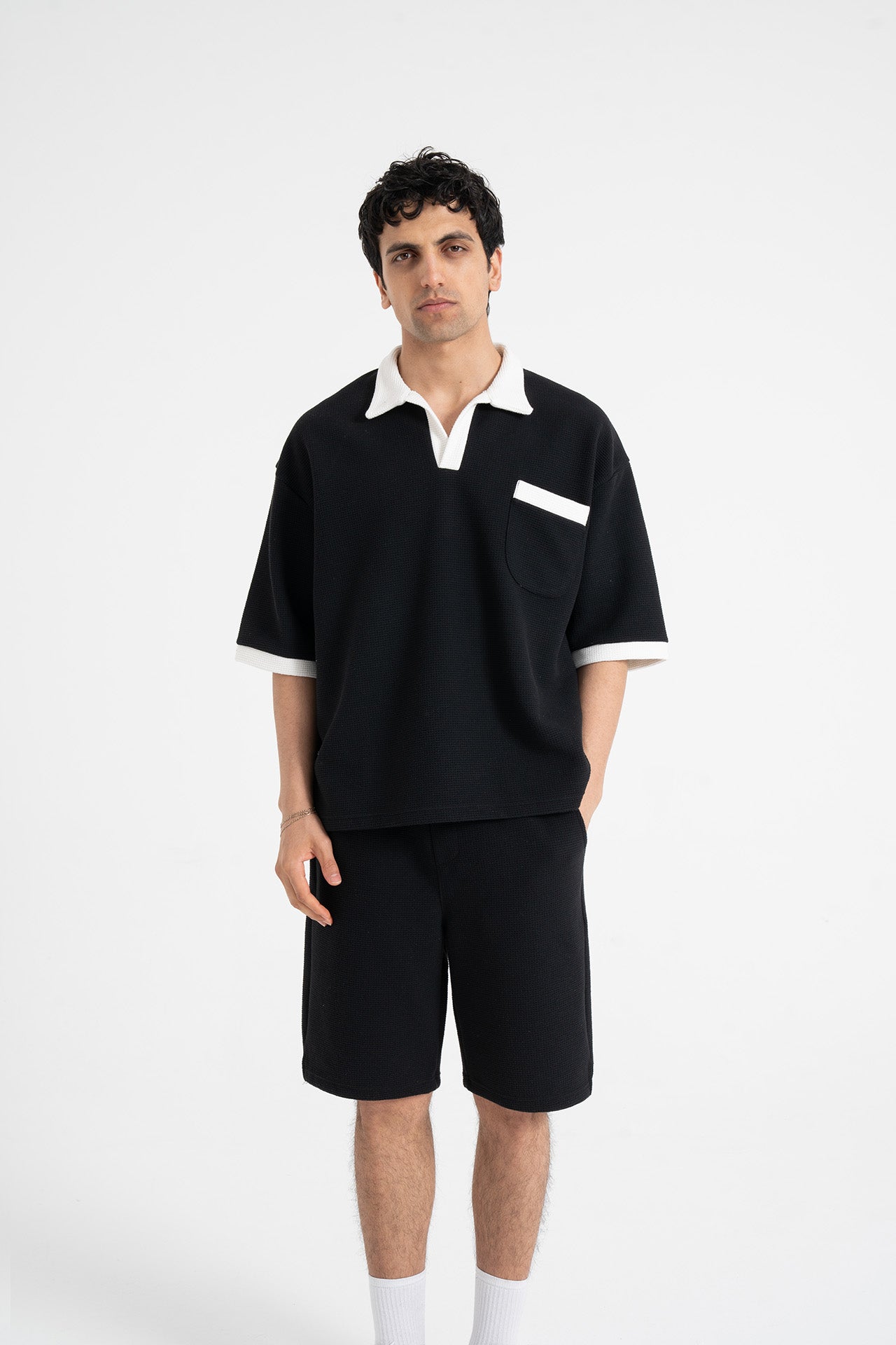 Gofre Detay Polo Yaka Tişört-Şort Premium Takım