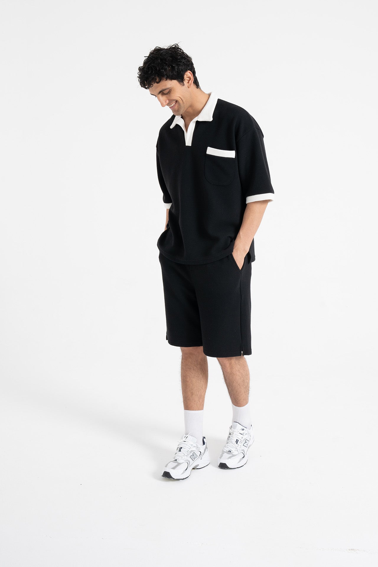 Gofre Detay Polo Yaka Tişört-Şort Premium Takım