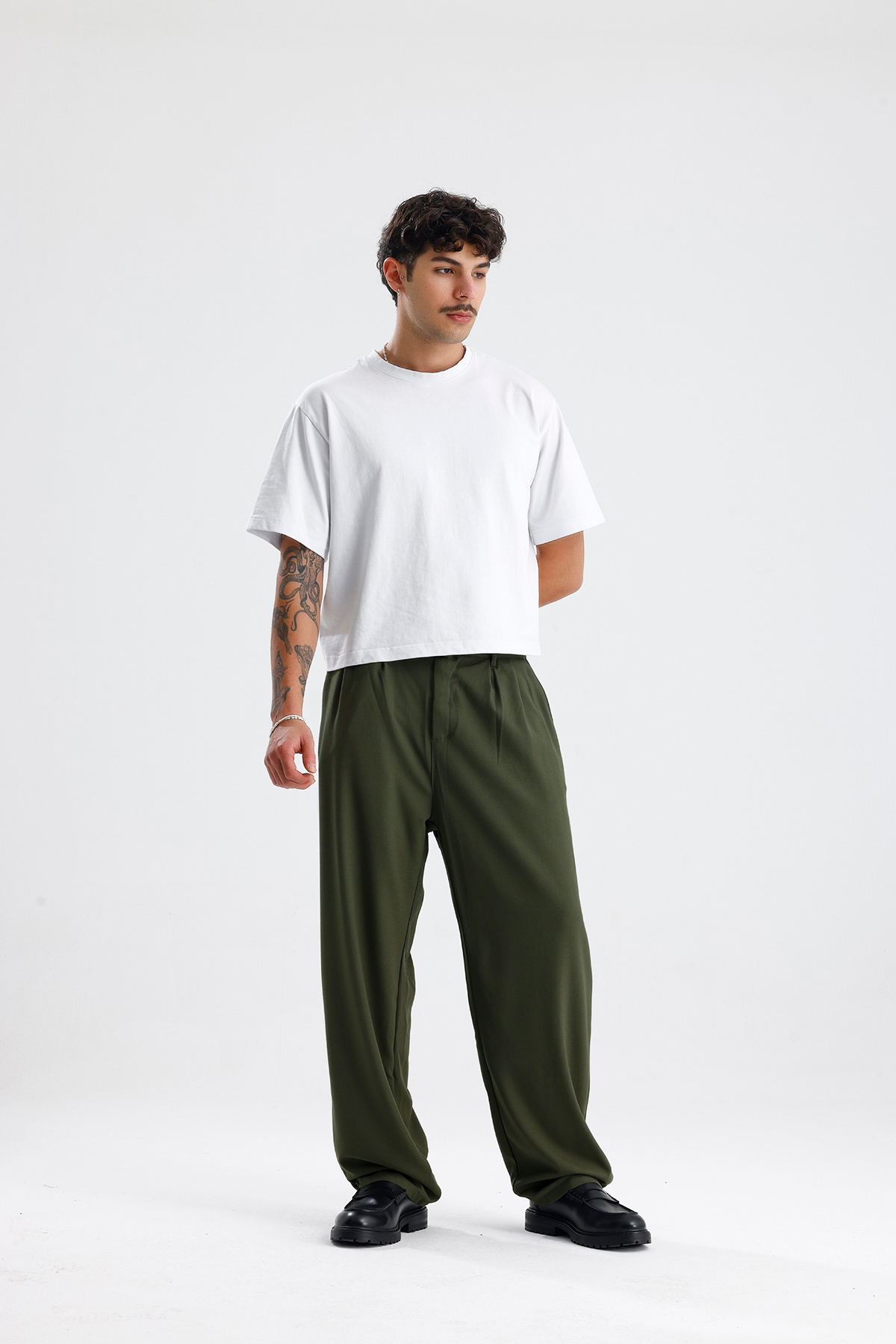 Baggy Fit Pileli Kumaş Pantolon