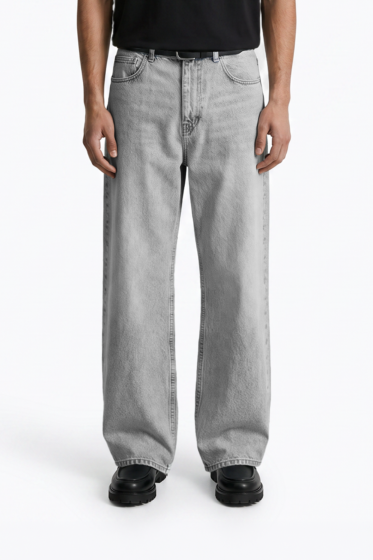 Premium Açık Gri Baggy Kot Pantolon