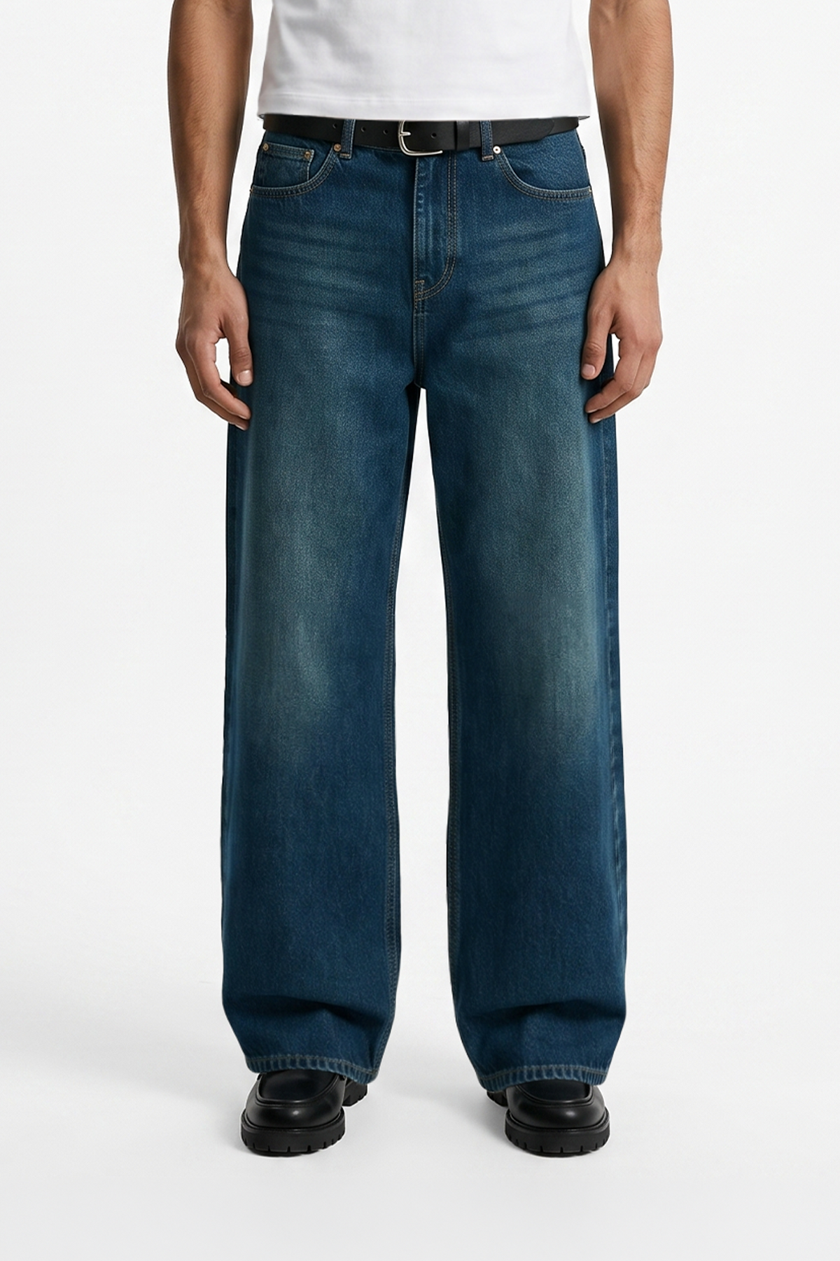 ATE Ocean Blue Washed Baggy Kot Pantolon