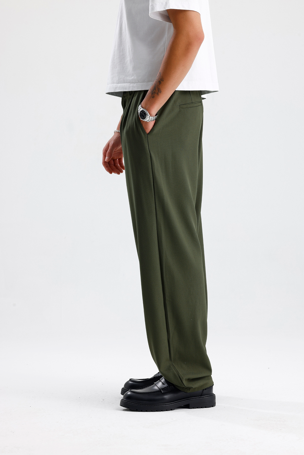 Baggy Fit Pileli Kumaş Pantolon