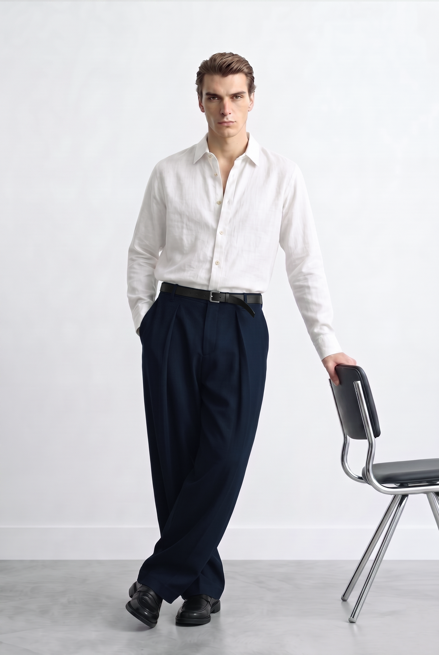 Relaxed Fit Derin Pileli Kumaş Pantolon
