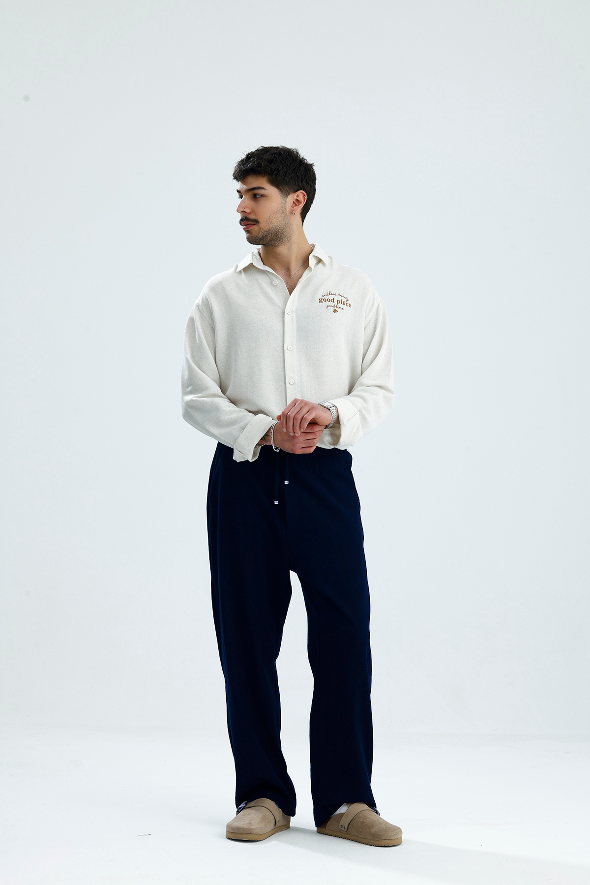 Pamuklu Keten Relaxed Fit Pantolon