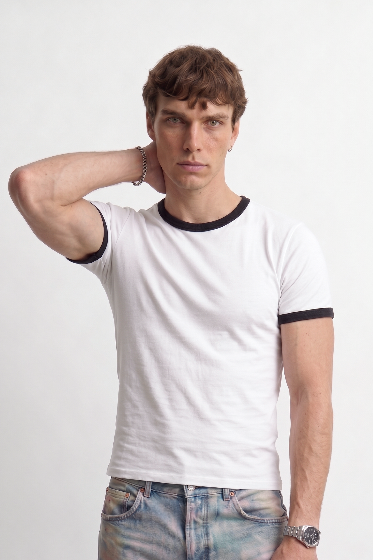 Contrast Rib Muscle Fit Baby Tee