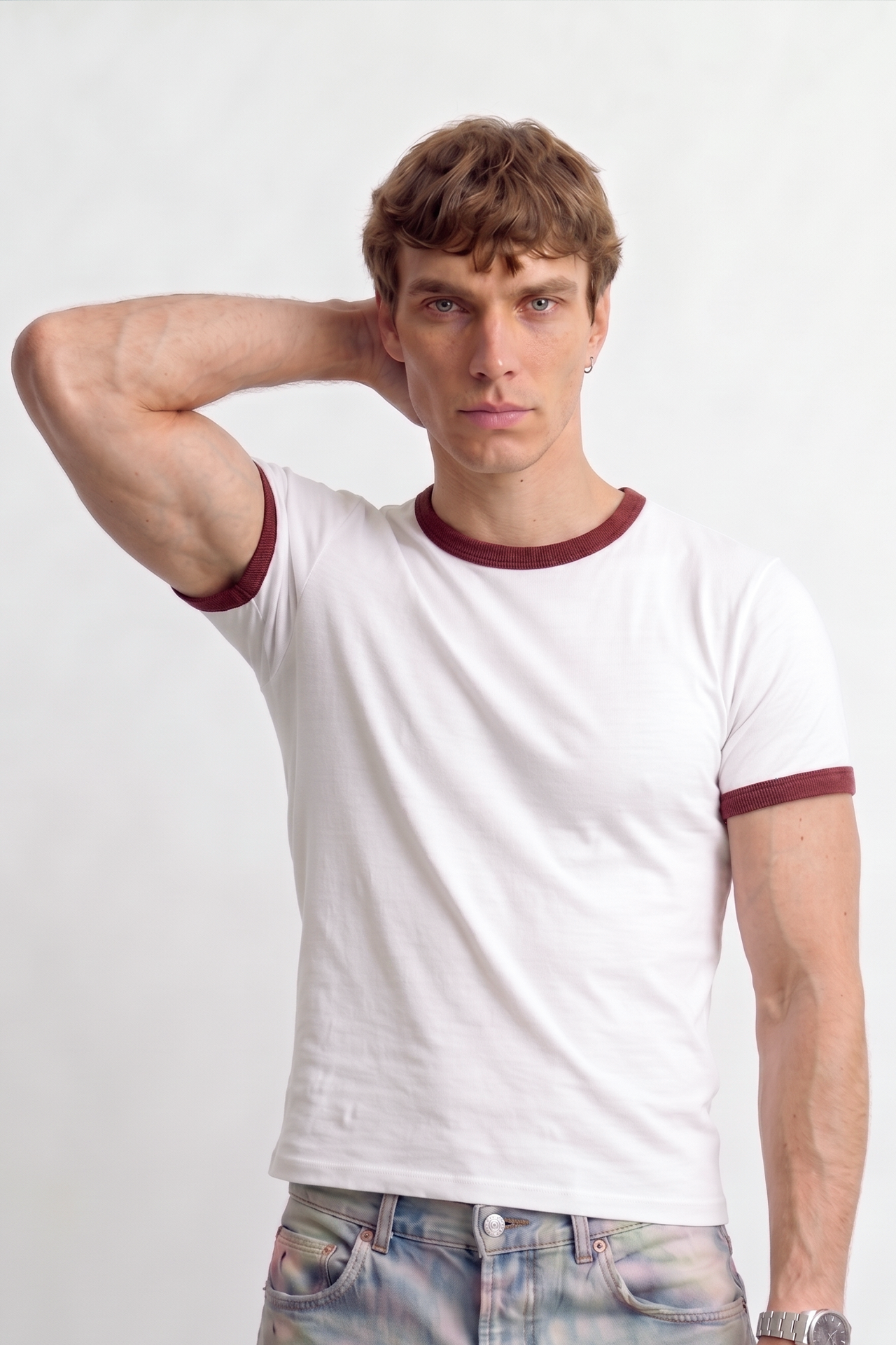 Contrast Rib Muscle Fit Baby Tee