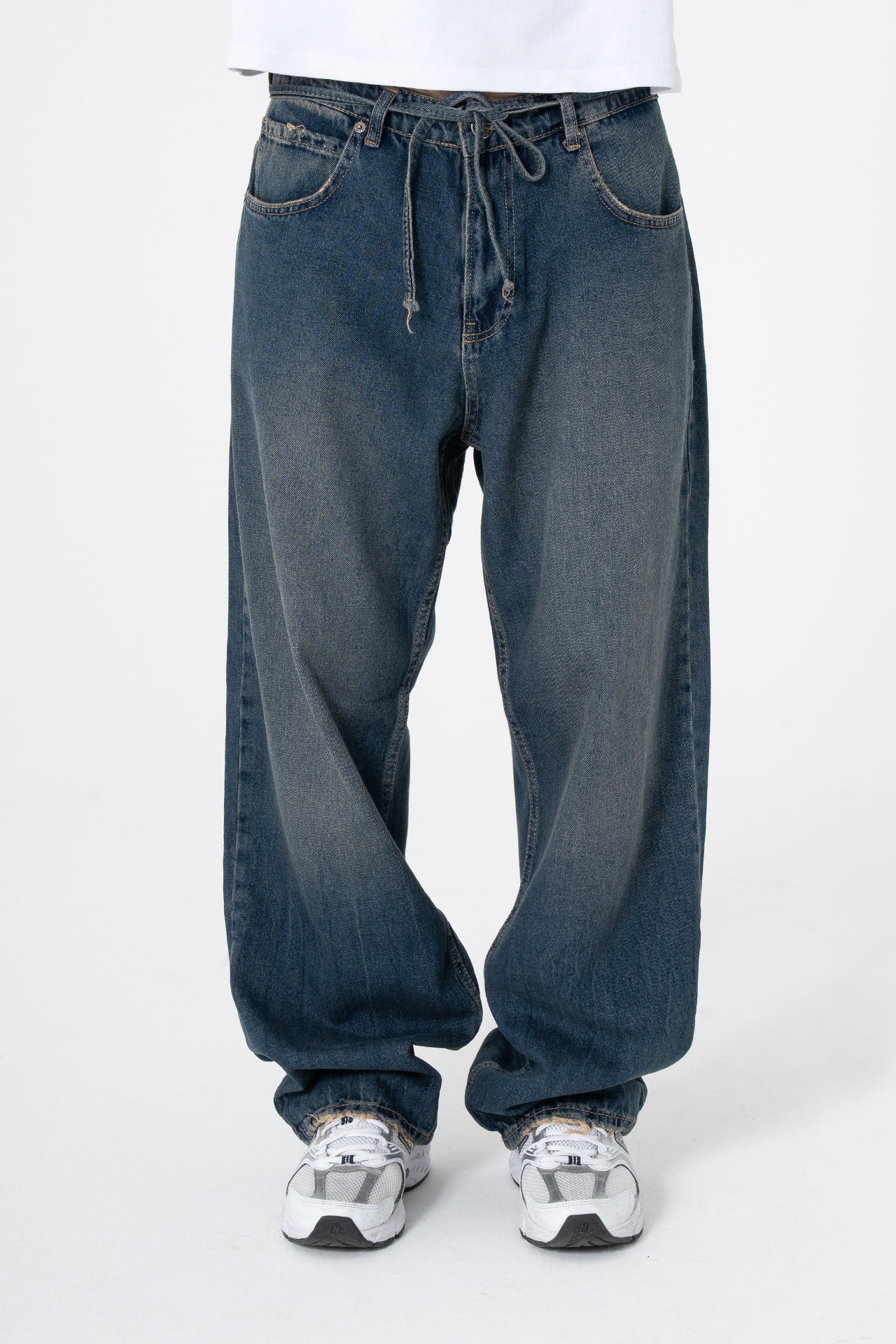 Bağcıklı Yıkama Detay Premium Baggy Kot Pantolon