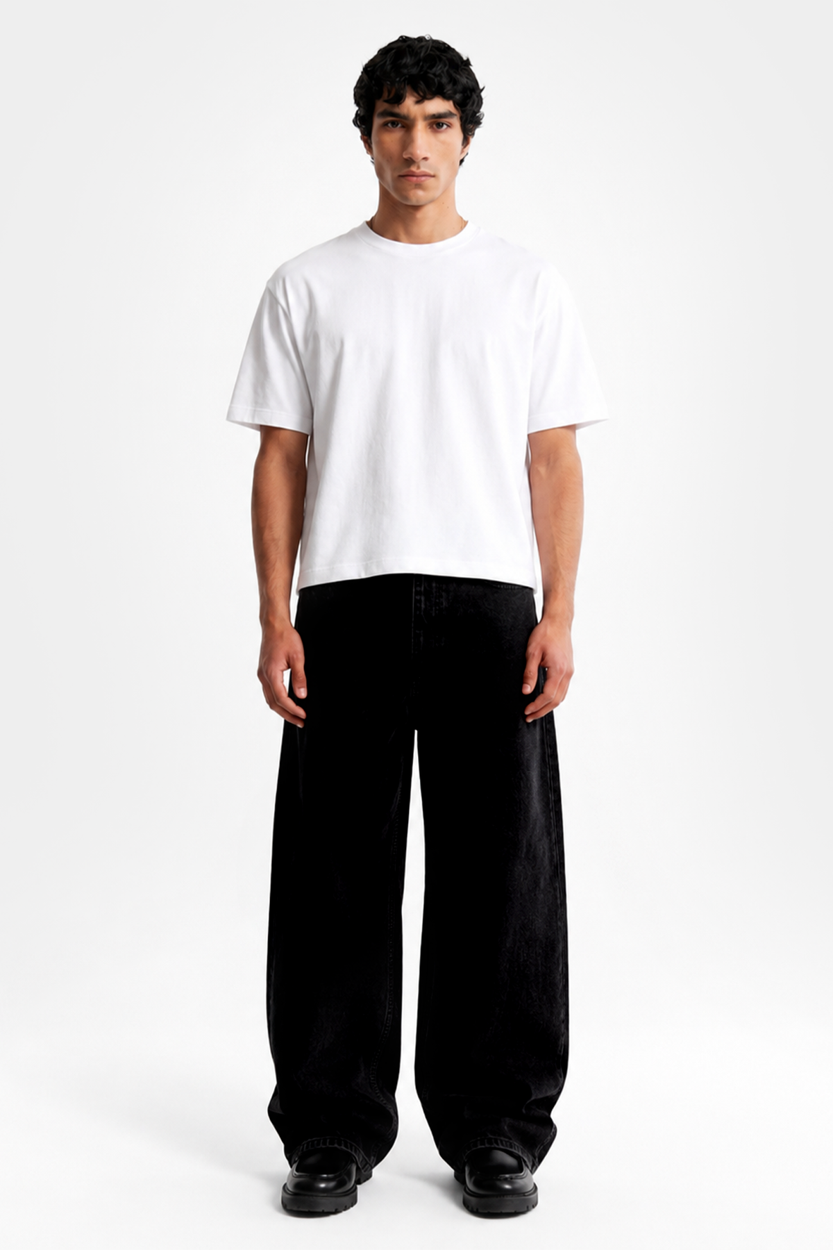 ATE STUDIOS Düz Siyah Baggy Kot Pantolon