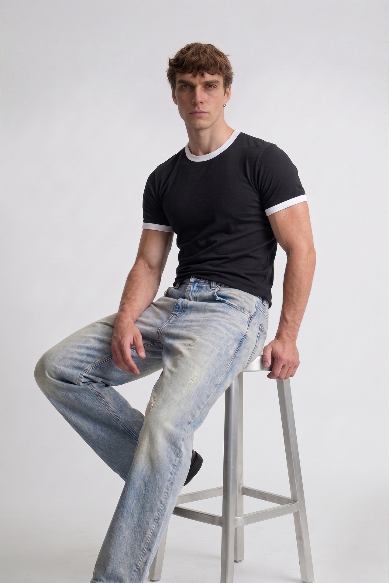 Contrast Rib Muscle Fit Baby Tee