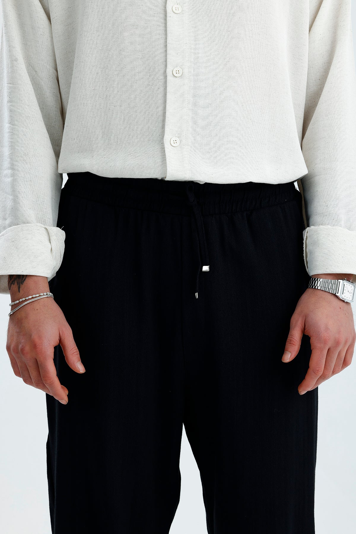 Pamuklu Keten Relaxed Fit Pantolon
